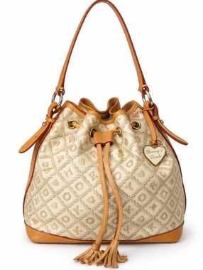 Dooney & Bourke Signature Monogram Drawstring Bucket Bag
